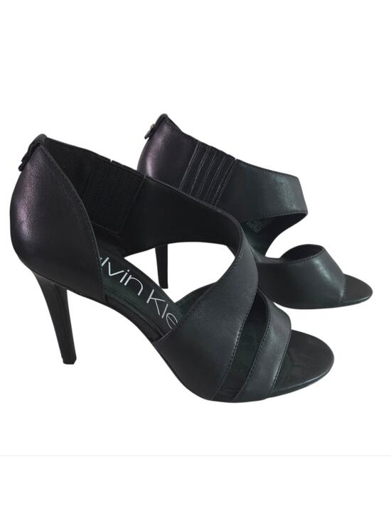 Calvin Klein Shoes - Calvin Klein | Niva Soft Black Leather D'Orsay Strappy Open Toe Stiletto Heels